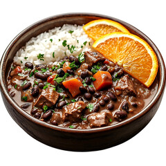 A Bowl of Black Beans and Rice Isolated on Transparent Background