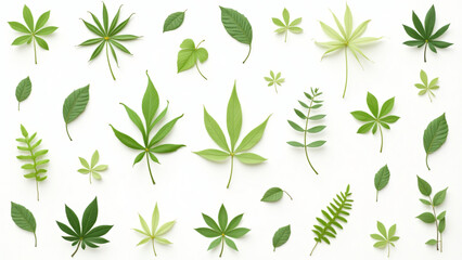 collection of leaf on white background ,seamless pattern background ,isolated on white ,
