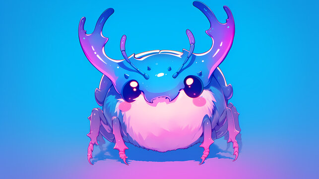 Cute animated crab with colorful features against a vibrant blue gradient background, ideal for kids' content
