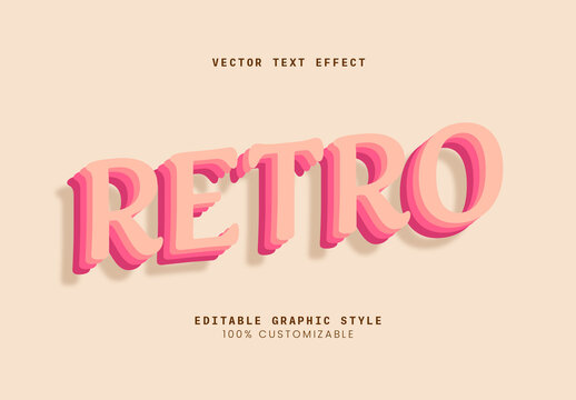 Peach Pink Layered 3D Retro Typography Text Effect