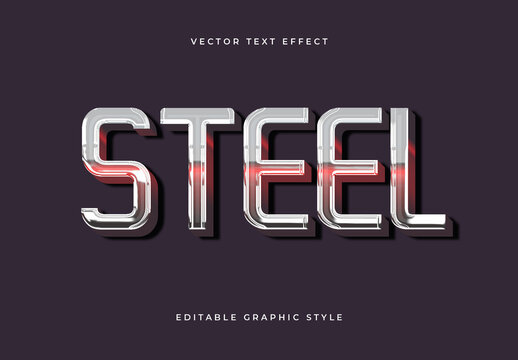 Red And Silver Steel Font Chrome Metallic Shiny Text Effect