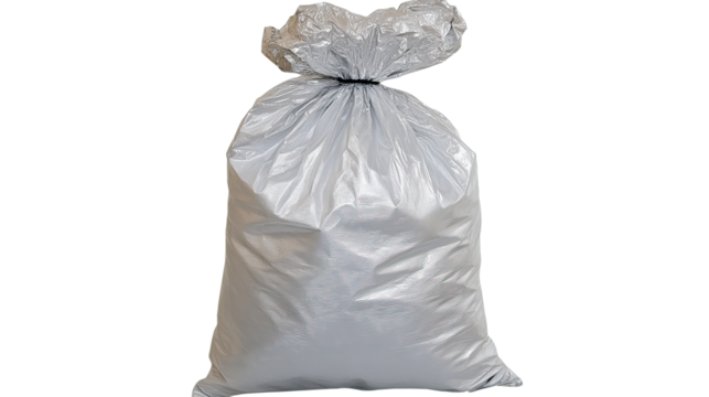 Full Trash Bag Studio Shot, White Background