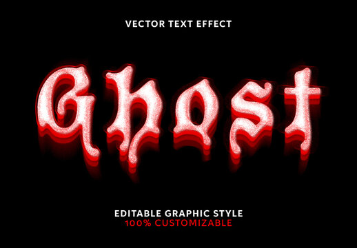 Red and White Glowing Spooky Shadow Text Effect