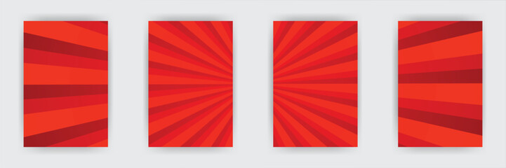Red radial banners, website design, light background