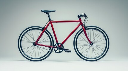 Fototapeta premium Red Bicycle Studio Shot Against Gray Backgrounds's Studio Shot of