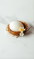 Egg in Nest with Flowers