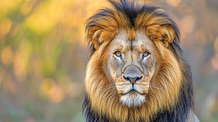 Fototapeta premium Majestic African Lion Portrait: A King's Gaze