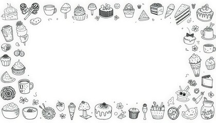 Sweet Treats Doodle Border: A Delightful Collection of Hand-Drawn Desserts and Sweets
