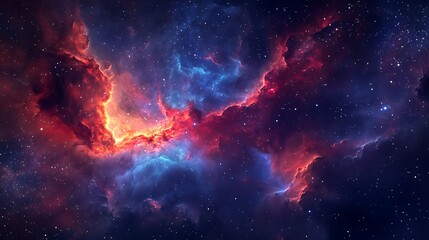Cosmic Nebula: A Celestial Tapestry of Red and Blue
