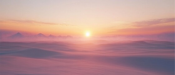 Obraz premium Majestic sunrise over frozen landscape arctic region nature scene serene environment wide angle tranquility and beauty