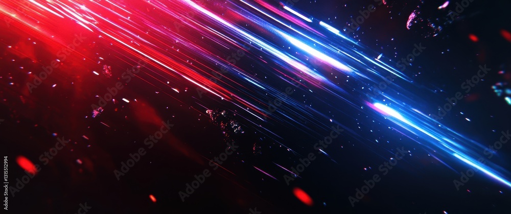 Poster abstract light rays with red and blue tones creating a dynamic background for modern digital design 