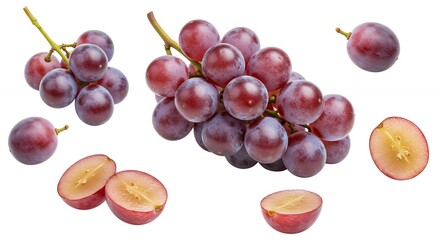 Obraz premium Fresh Red Grapes Still Life Composition on White Background