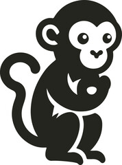 Fototapeta premium A playful monkey vector design featuring a cute, expressive monkey swinging from a tree branch, with vibrant colors and bold outlines, capturing its energetic and mischievous nature.