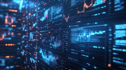 Fototapeta premium Virtual NFT exchange features avatars engaging in buying and selling digital art in a high tech environment