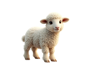 Fototapeta premium s a stylized, cartoon-like sheep lamb standing against a white background