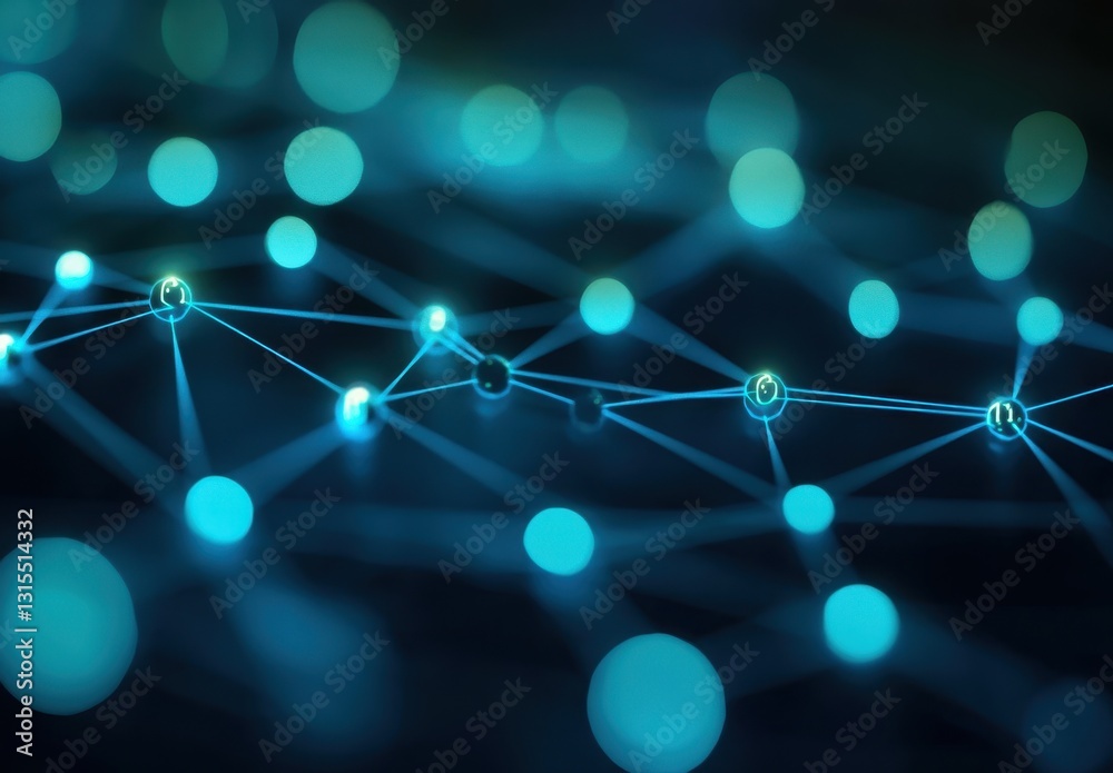 Aufkleber abstract representation of interconnected nodes and glowing circles illustrating digital network com