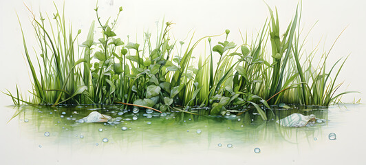 Obraz premium Melted grass art, ai generative
