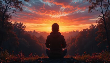 Serene Sunrise Meditation: A Woman Finds Peace in Nature's Embrace