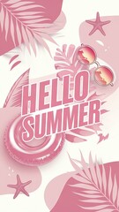 Stylish Summer Illustration with Life Ring, Sunglasses, and Tropical Elements