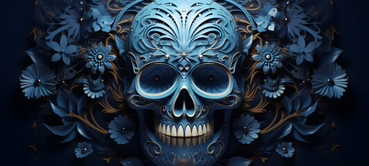 Fototapeta premium paper quilling skull, ai generative