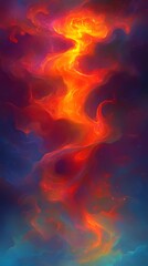 Fototapeta premium Dramatic fiery plume abstract art, a dynamic gradient background