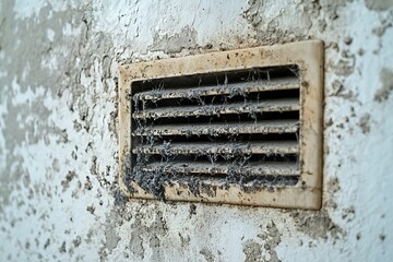 Mold growth near dirty vent on wall with health risks  
