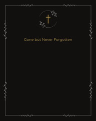 Gone But Never Forgotten: Digital Funeral Card Template Illustration with Text Box