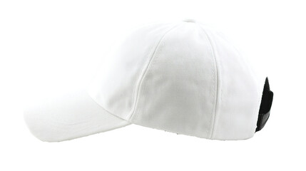 White baseball cap, side view, studio shot, blank template