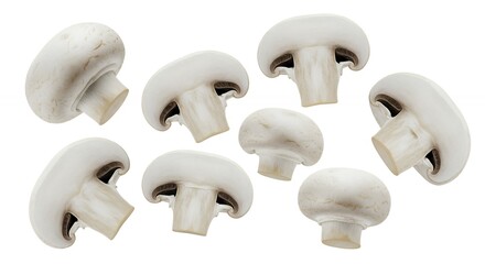 Fresh Mushrooms Isolated on White Background for Cooking and Food Photography