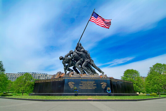 The Marine Corps Statue of Raising the Flag at Iwo Jima during World War II in Washington DC USA