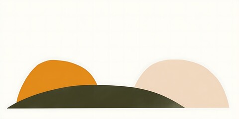 Abstract landscape with semicircle, colorful minimalist composition style