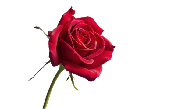 Red rose blooming with transparent background for easy editing