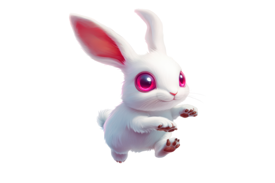 A white rabbit isolated on transparent background