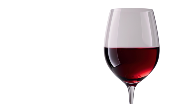 Glass of red wine on transparent background, perfect for compositions