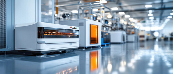 Fototapeta premium Modern automation equipment enhancing efficiency in manufacturing facility