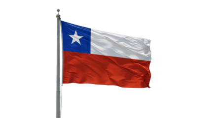 Chile Flag waving isolated on transparent background, Chile Flag for banner Cutout 