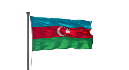 Azerbaijan Flag Waving isolate, Cutout, Azerbaijan National flag in air PNG 