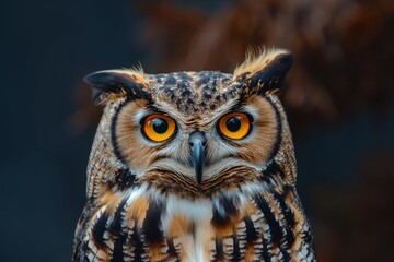 Naklejka premium Majestic Owl Portrait with Bright Eyes