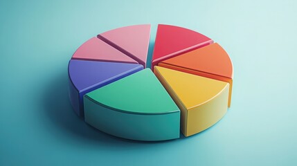 Obraz premium Vivid pie chart illustration with separated sections, representing data analysis