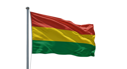 Bolivia Flag Waving isolated on transparent background, National Flag Of Bolivia PNG 