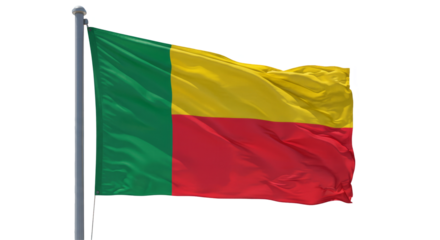 Benin Flag Waving isolated on transparent background, National Flag PNG 