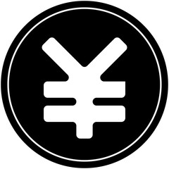 A Bold White Yen Symbol Stands Strong Against A Stark Black Circle Representing Financial Strength And Stability With A Minimalist Graphic Design