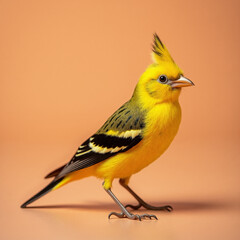 Obraz premium Yellow and black canary with its mohawk up