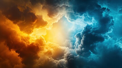 Abstract Digital Environment with Light and Clouds