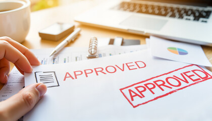 Joyful job candidate receiving approval at minimalistic desk, career success