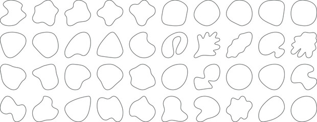 Black blob shapes, abstract organic forms, vector illustration. Modern blob shape design elements isolated on white background. Unique, artistic, creative, trendy, stylish