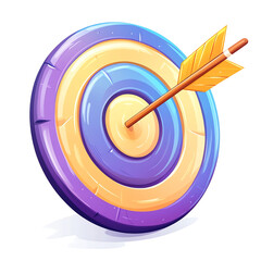 Arrow hitting bullseye on colorful target success and achievement