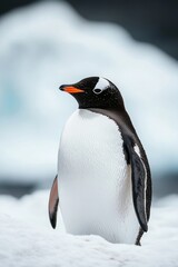 Fototapeta premium Gentoo Penguin on Antarctic Ice