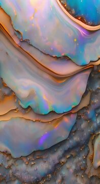 Vertical looping opal gemstone rock texture background wallpaper 4K
