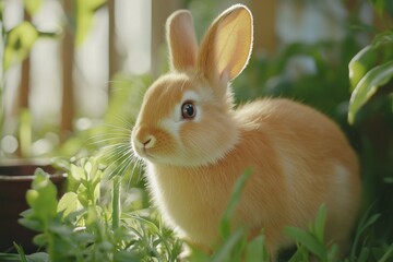 Fototapeta premium Adorable Baby Bunny in Green Grass